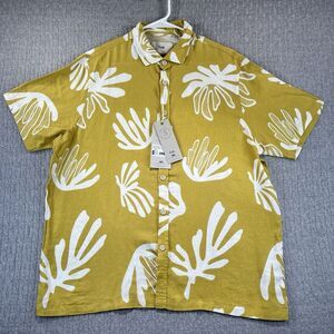 Folk Linin Blend mens (M) shirt Henno ss Gold Floral new with tags Button Up fit